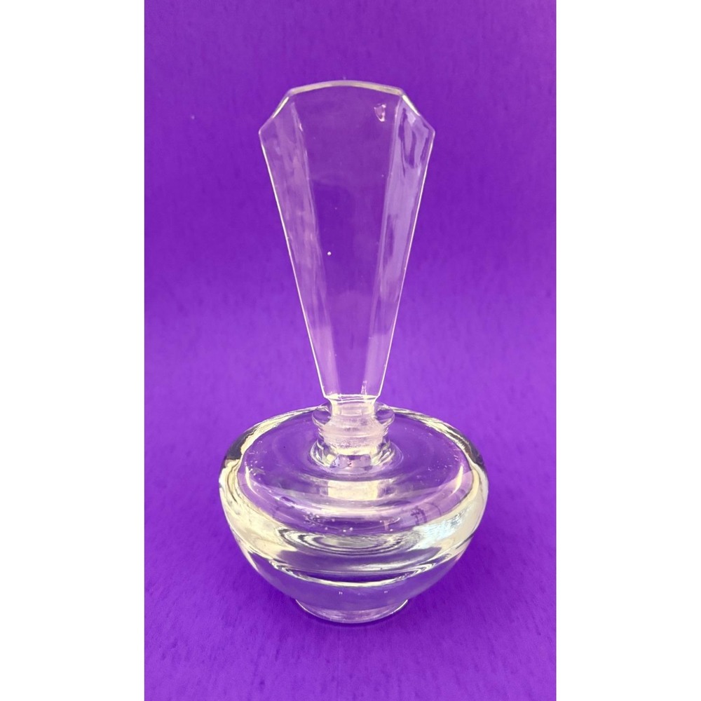 Vintage 1920's Art Deco Clear Glass Perfume Bottle with Faceted Prism Stopper